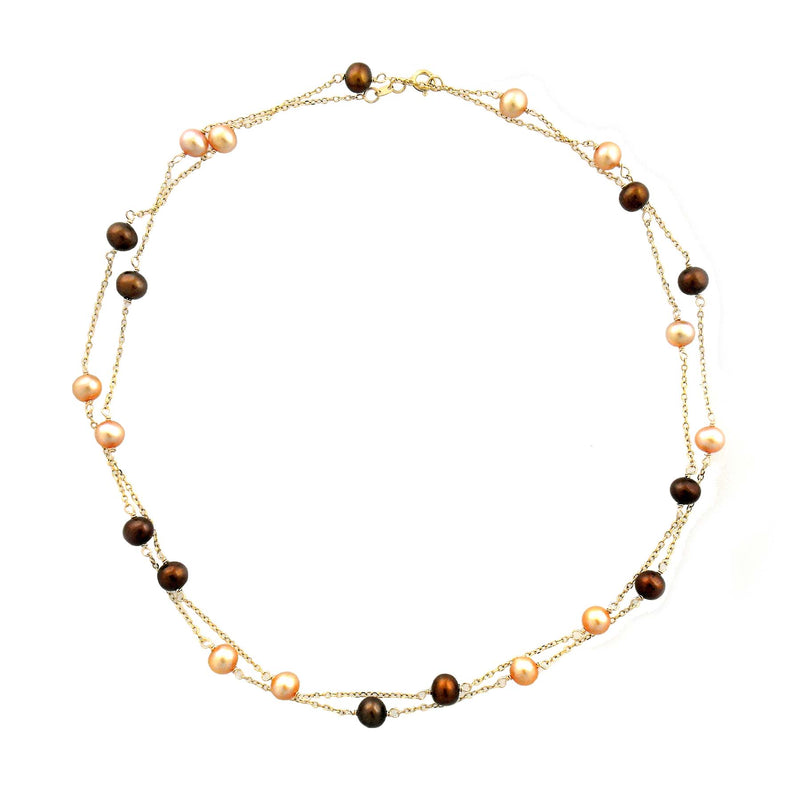 Chocolate freshwater pearl necklace sales