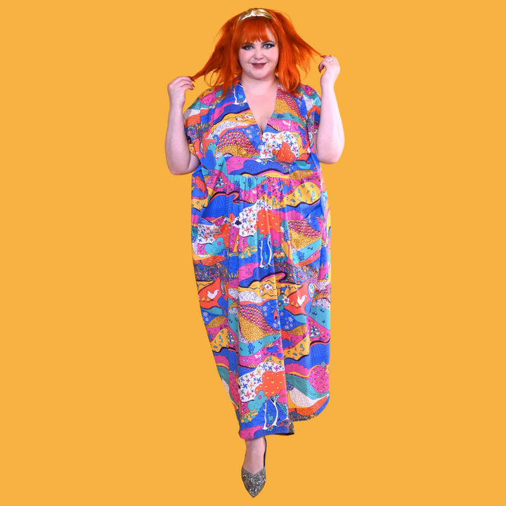 Luscious Landscape Maxi Caftan in Periwinkle Twinkle