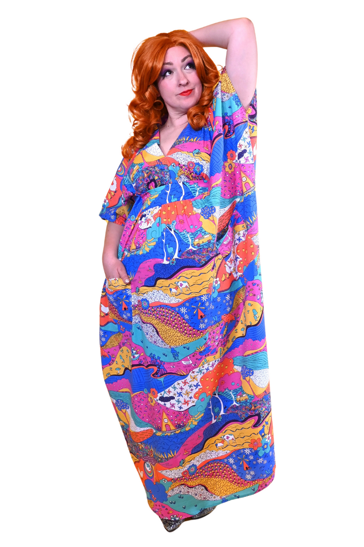 Luscious Landscape Maxi Caftan in Periwinkle Twinkle