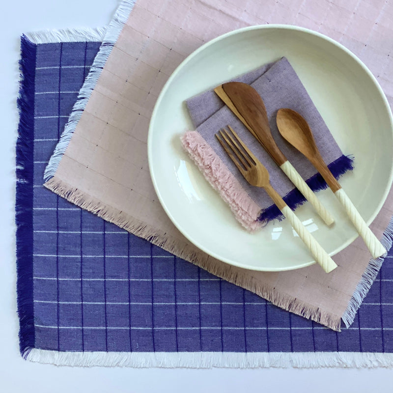 Navy Checked Placemat Set