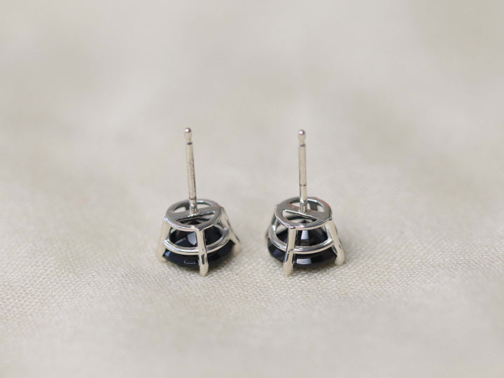 Black Spinel Stud Earrings - 7mm Round