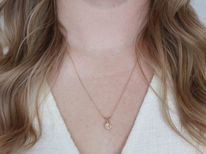 Golden Rutilated Quartz Pendant Necklace - 7mm Round
