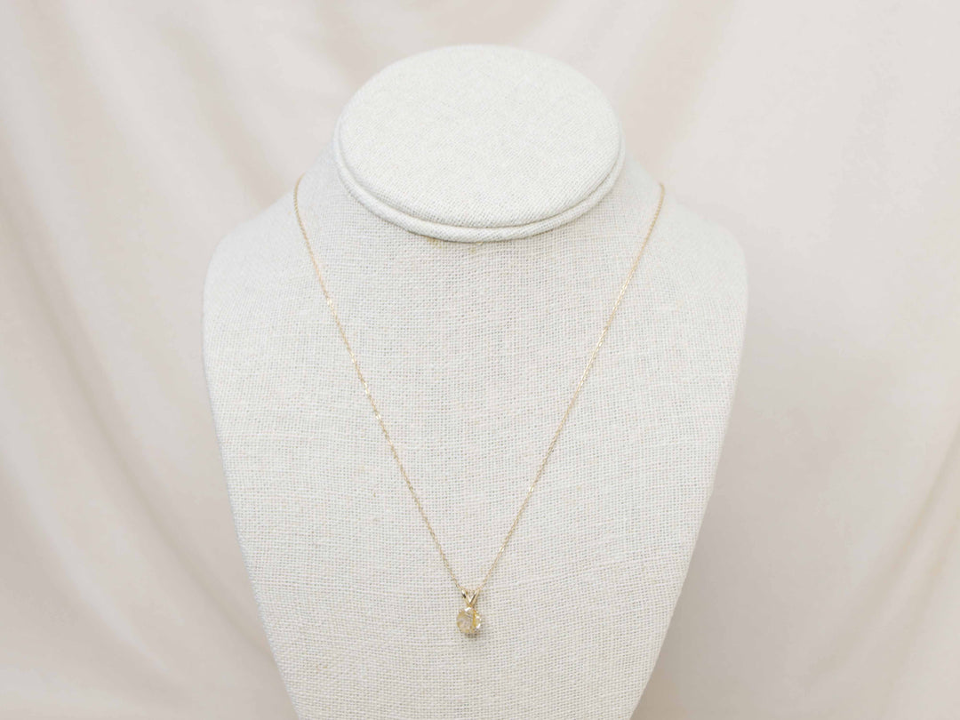 Golden Rutilated Quartz Pendant Necklace - 7mm Round