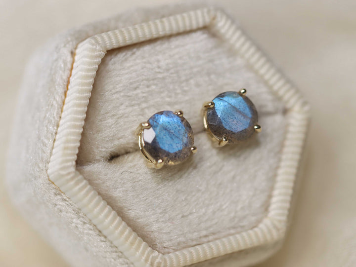 Labradorite Stud Earrings - 7mm Round