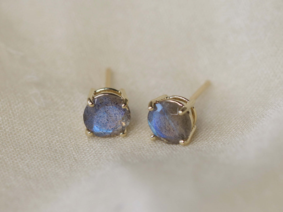 Labradorite Stud Earrings - 7mm Round