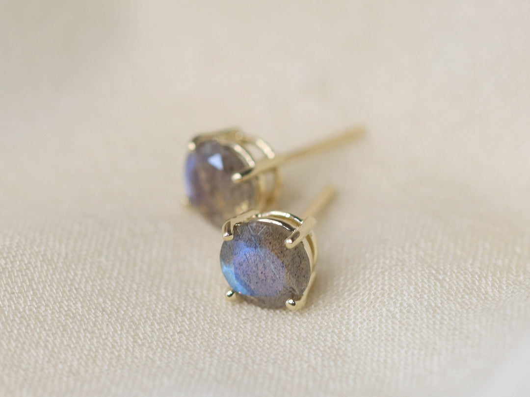Labradorite Stud Earrings - 7mm Round
