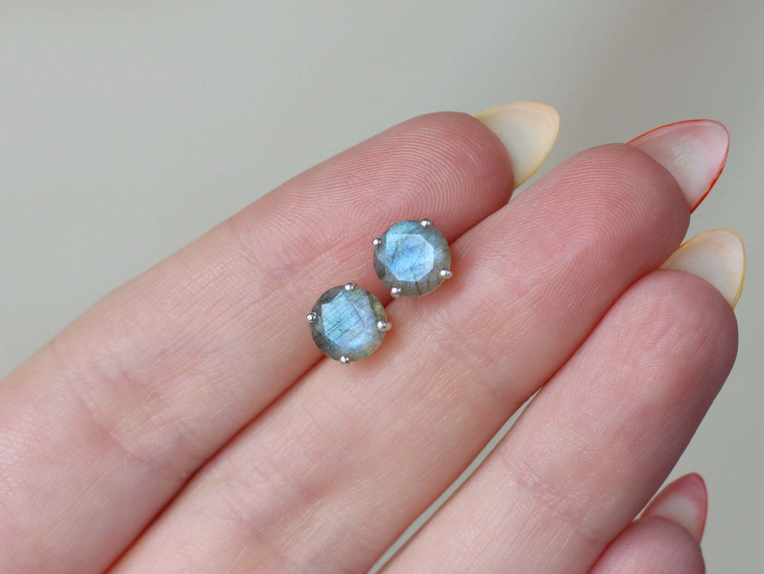 Labradorite Stud Earrings - 7mm Round