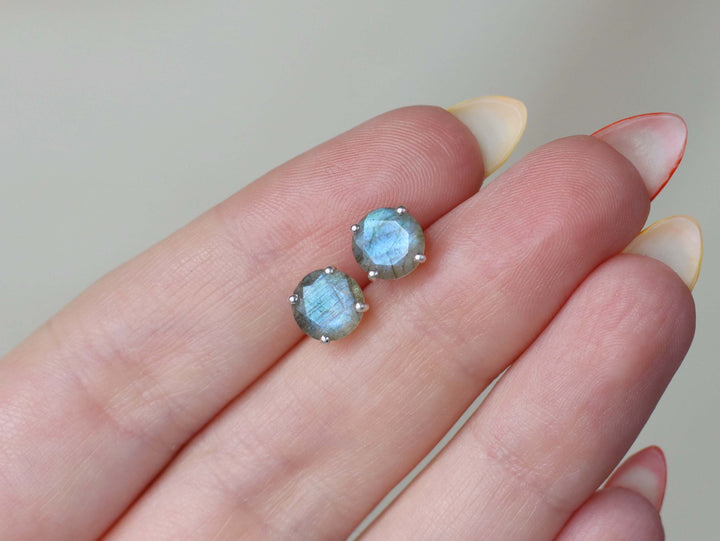 Labradorite Stud Earrings - 7mm Round