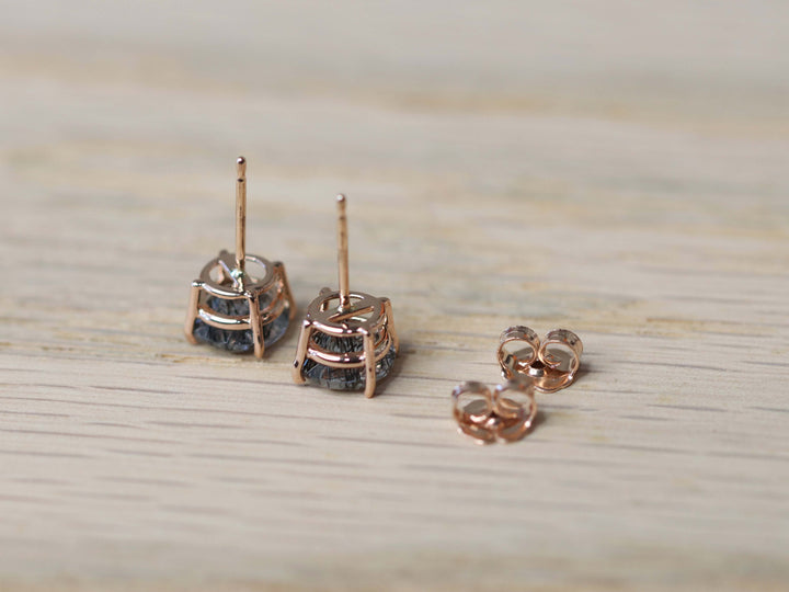 Tourmalinated Quartz Stud Earrings - 7mm Round