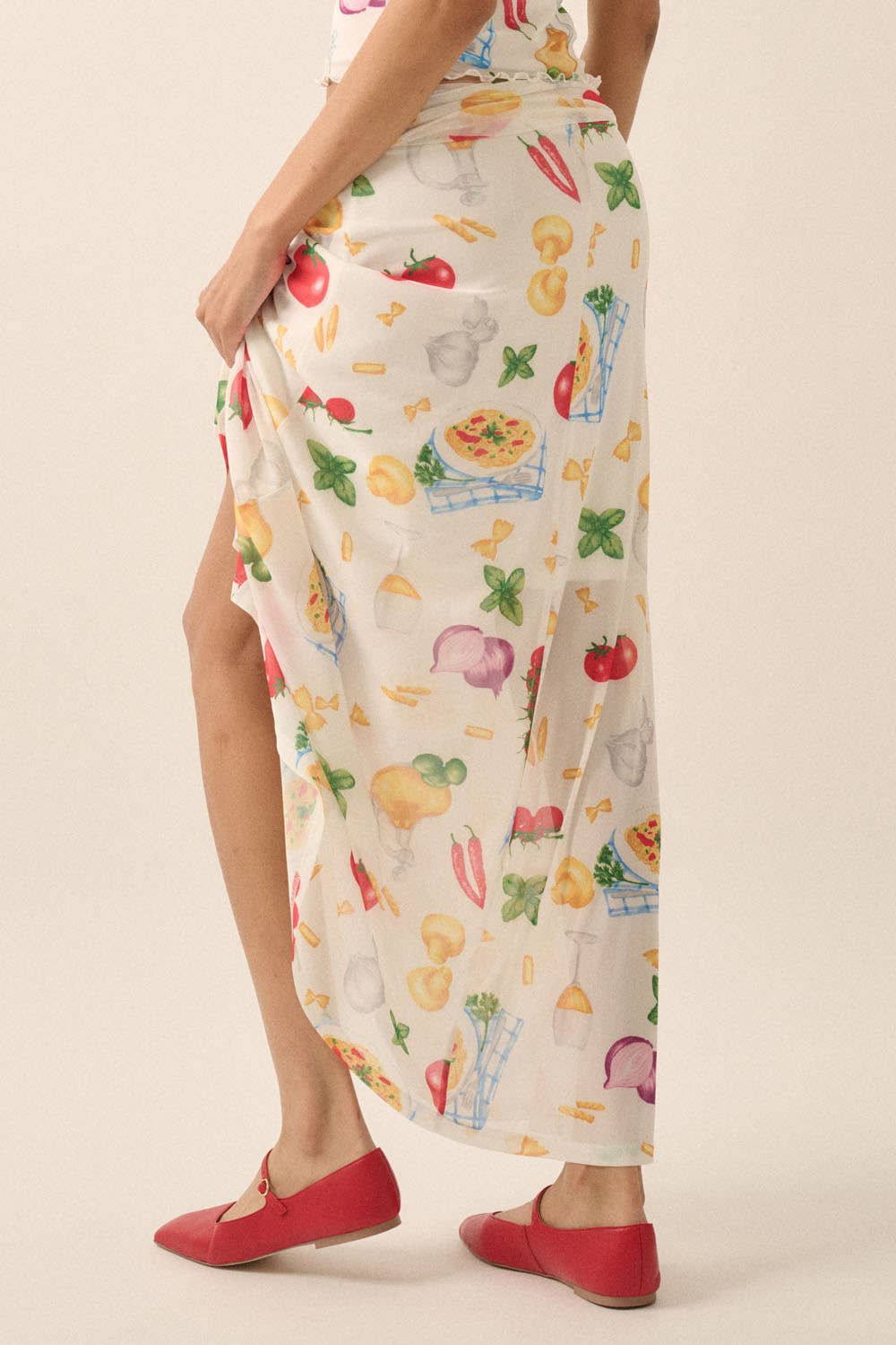Italian Food Printed Mesh Skirt