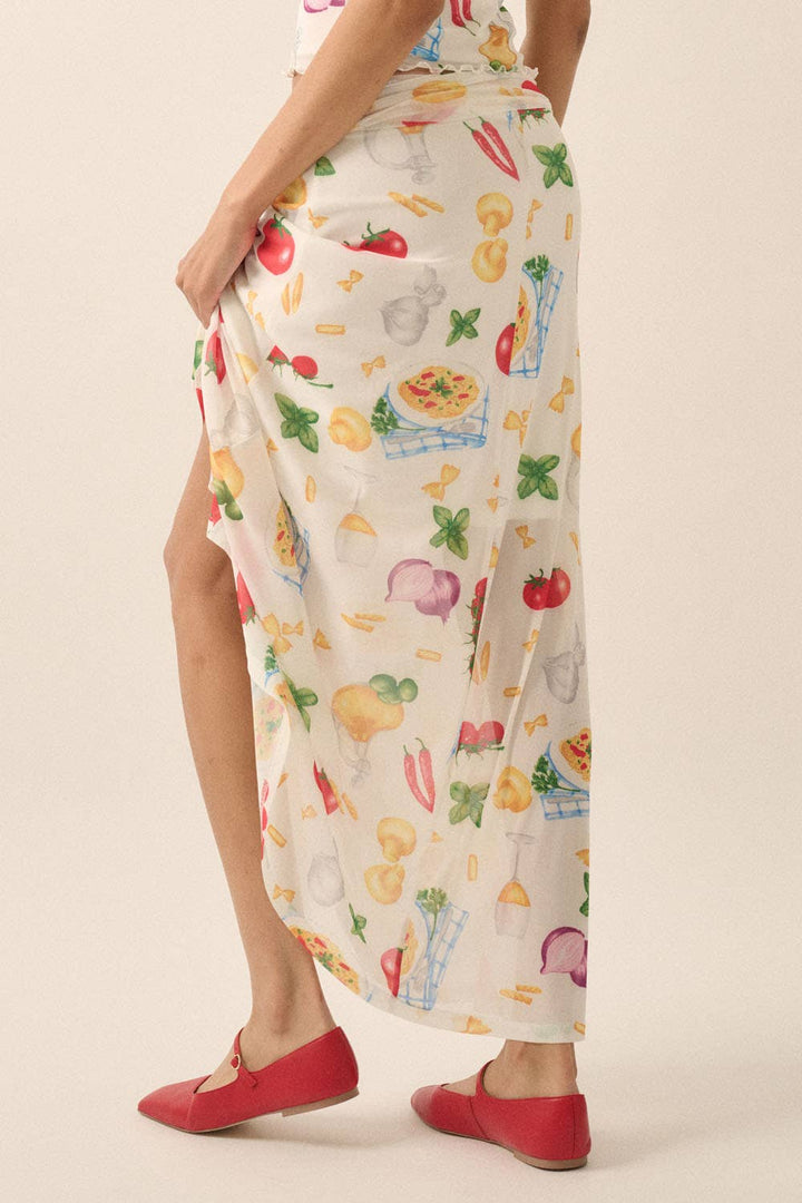 Italian Food Printed Mesh Skirt