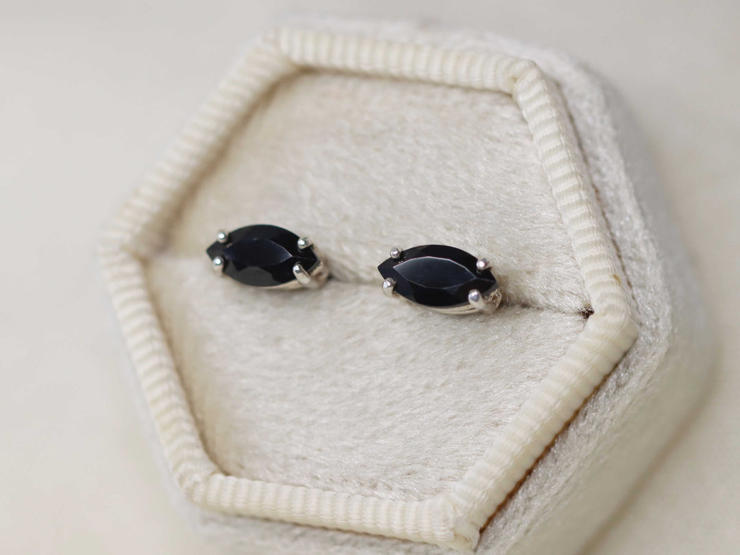 Black Spinel Stud Earrings 8x4 Marquise – Altar PDX