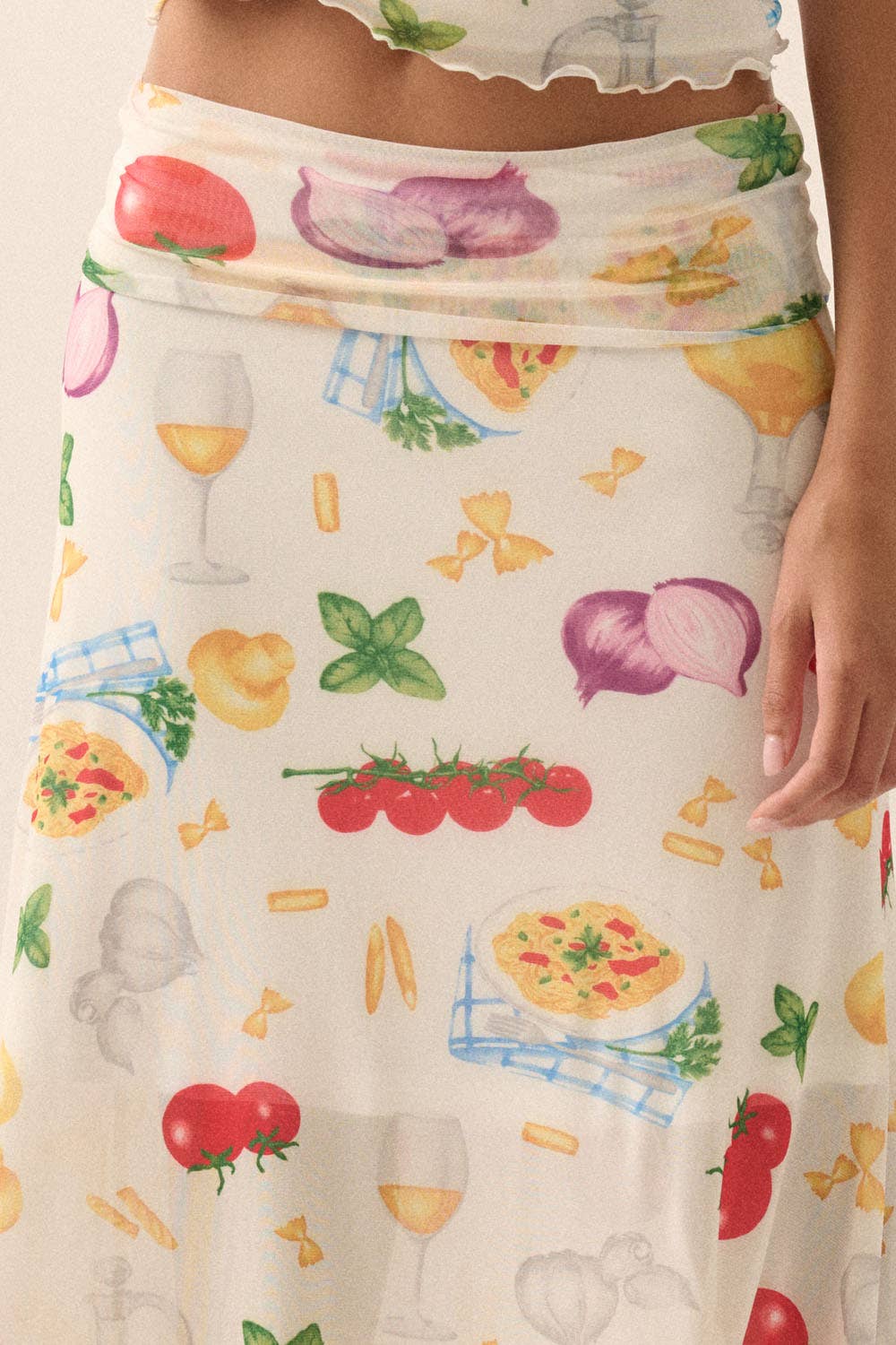 Italian Food Printed Mesh Skirt