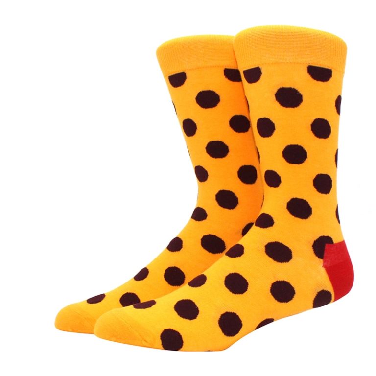 Orange with Black Polka Dots Socks from the Sock Panda (Adult Large)