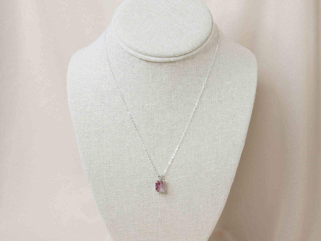 Fire Quartz Pendant Necklace - 9x7 Emerald