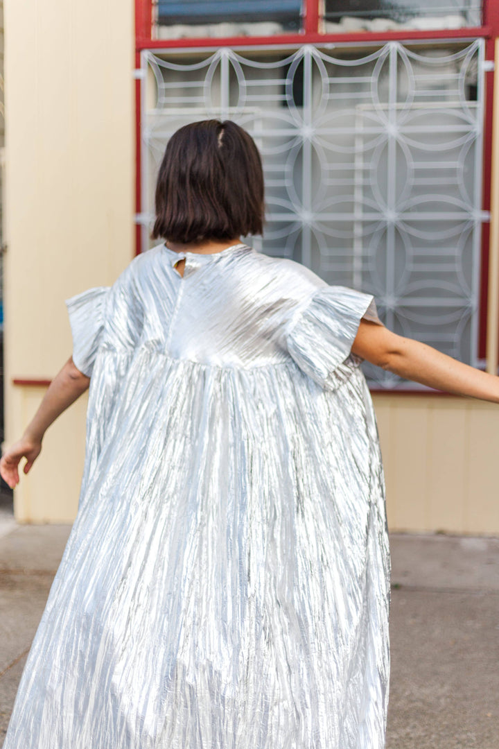Mushroom Dress in Silver Metallic