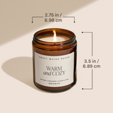 Warm and Cozy Soy Candle - Amber Jar - 9 oz