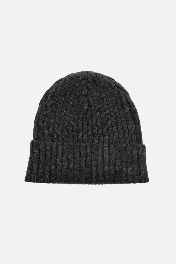 Chunky Ribbed Beanie / Charcoal Donegal