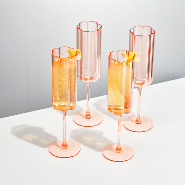 Tide Champagne Flute Glassware, Set of 4