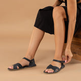 Blue Criss-Cross Barefoot Sandals