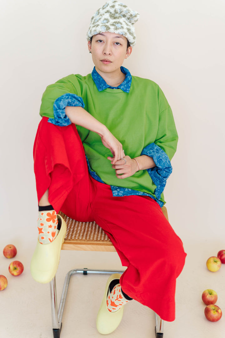 Cherry Linen Mid Easy Pant