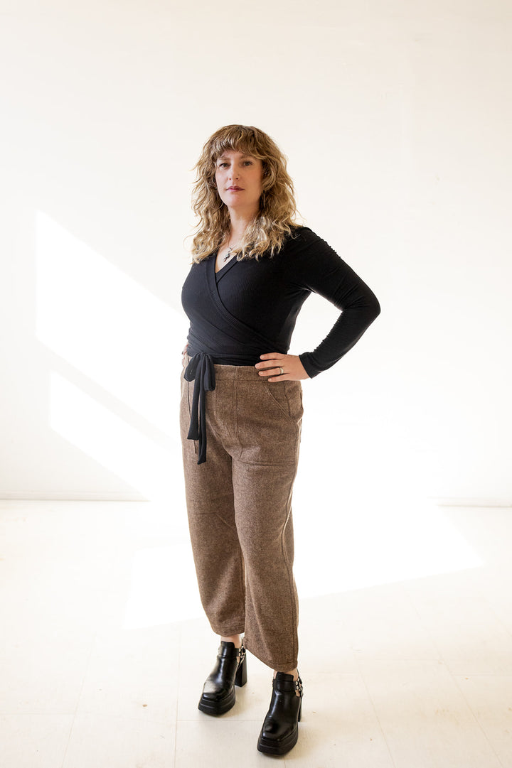 Rowan Wrap Top in Charcoal