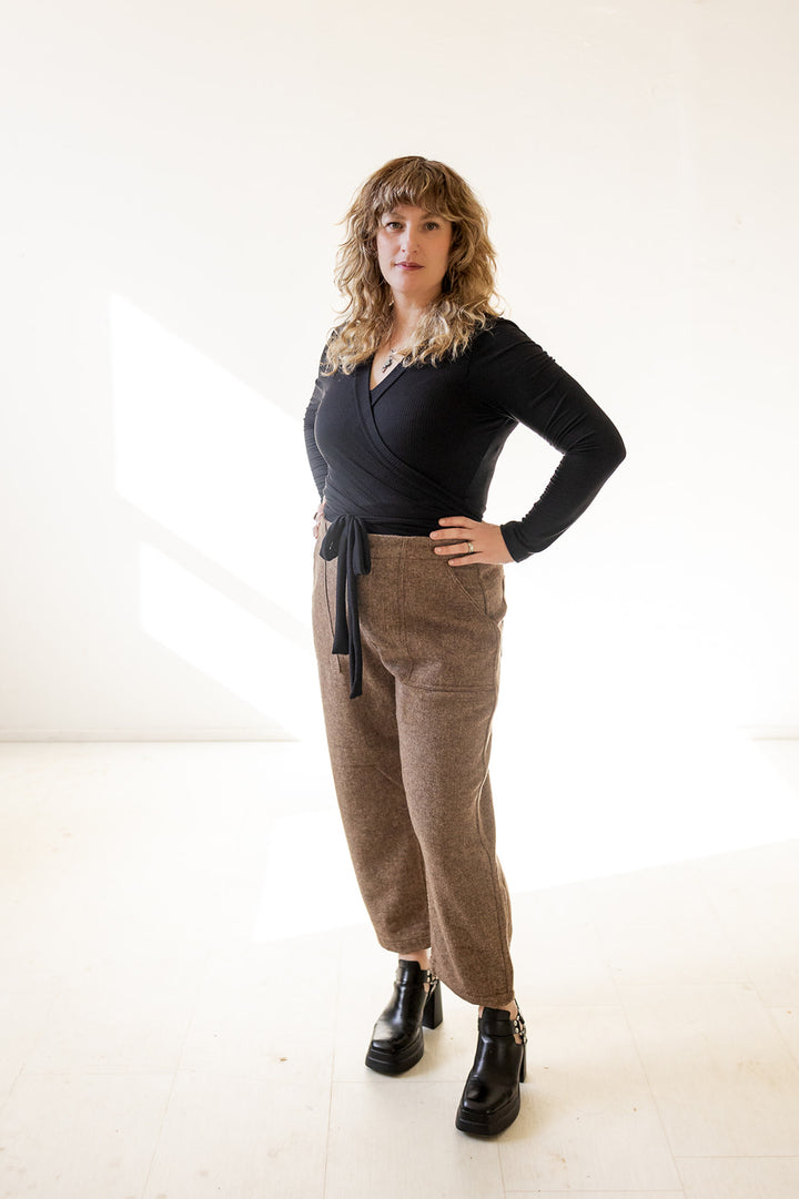Rowan Wrap Top in Charcoal