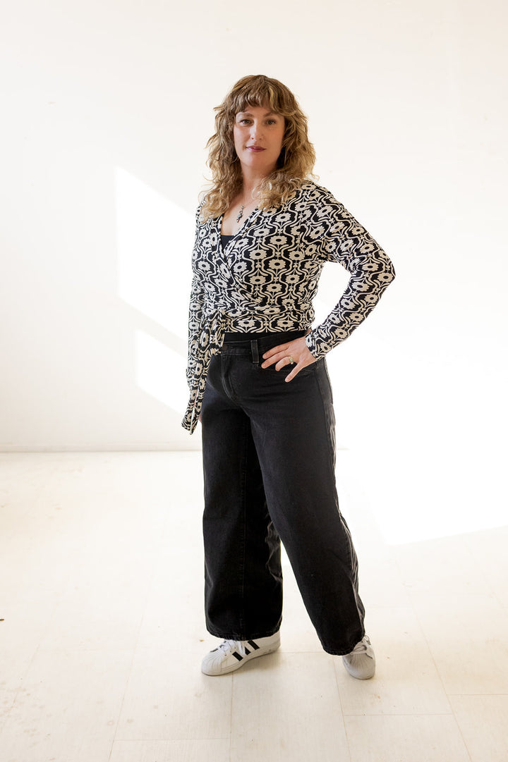 Rowan Wrap Knit Top in Deco Floral
