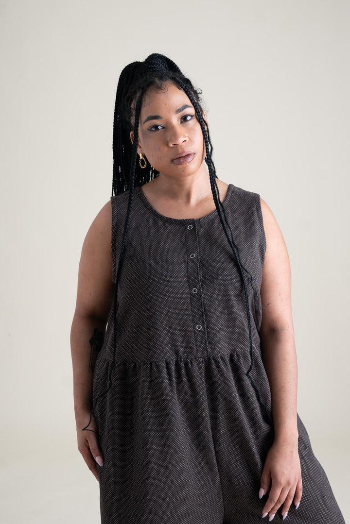 Backyard Jumpsuit in Espresso Dot