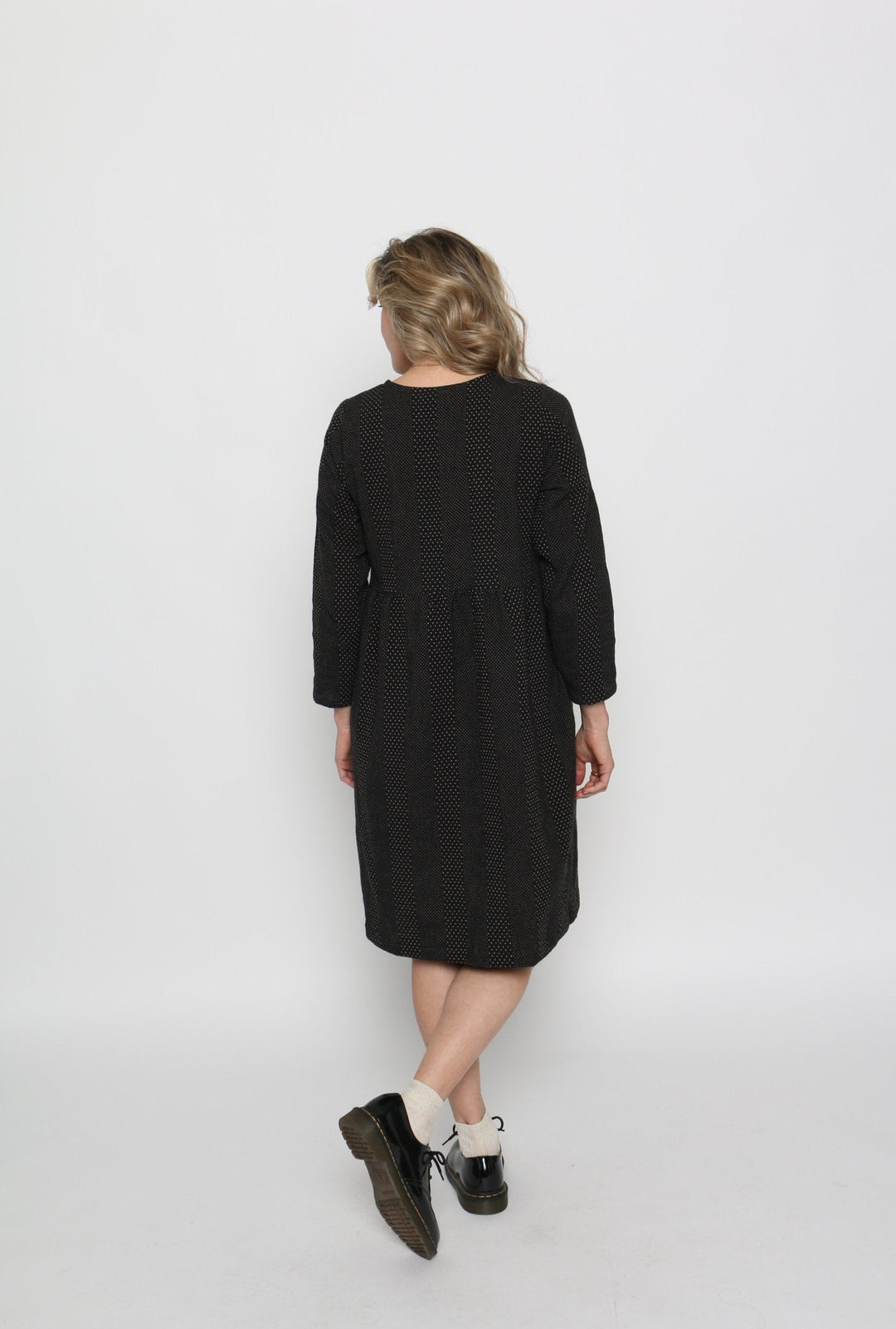 Brook Dress in Black w/ Brown Dot