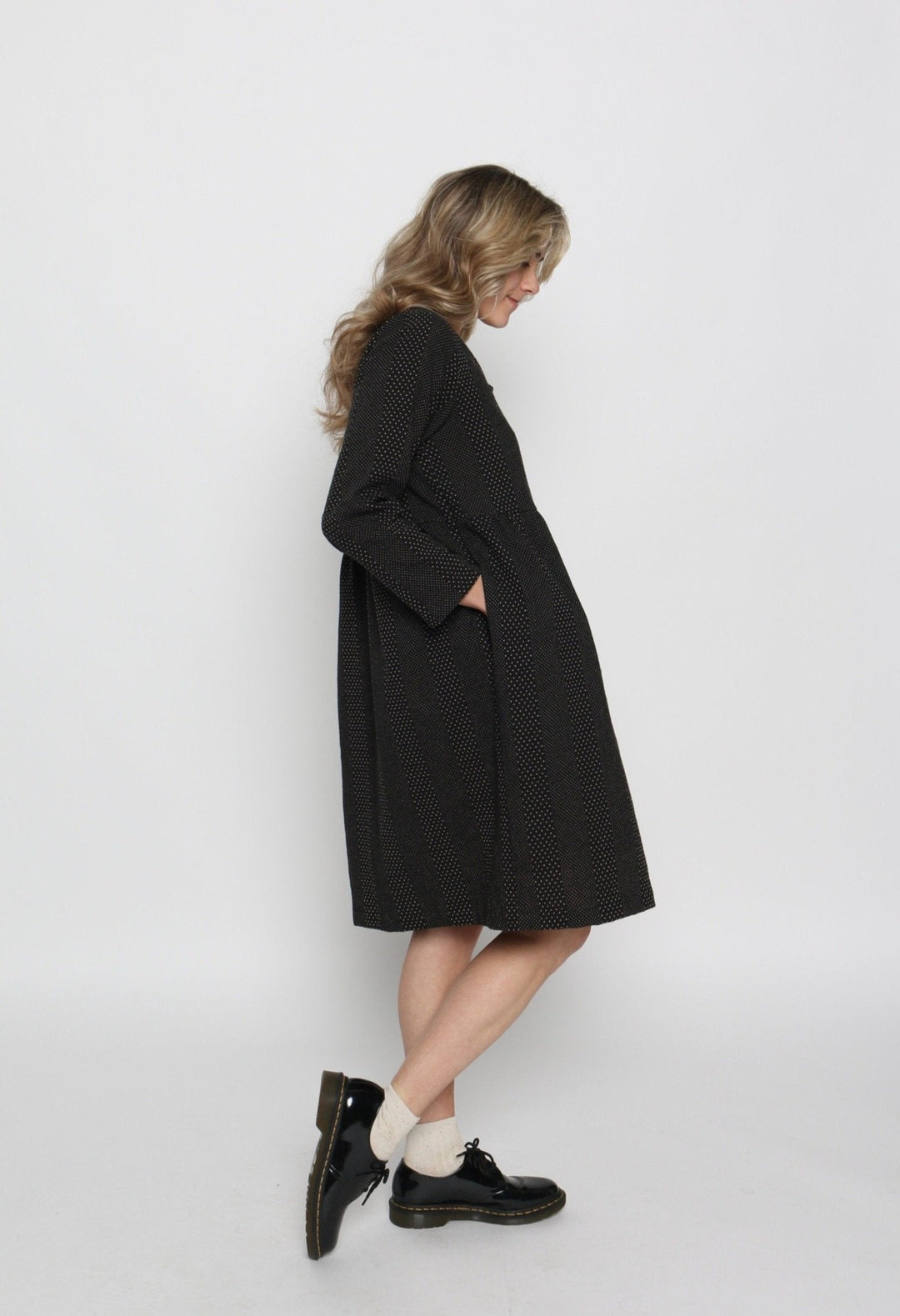 Brook Dress in Black w/ Brown Dot