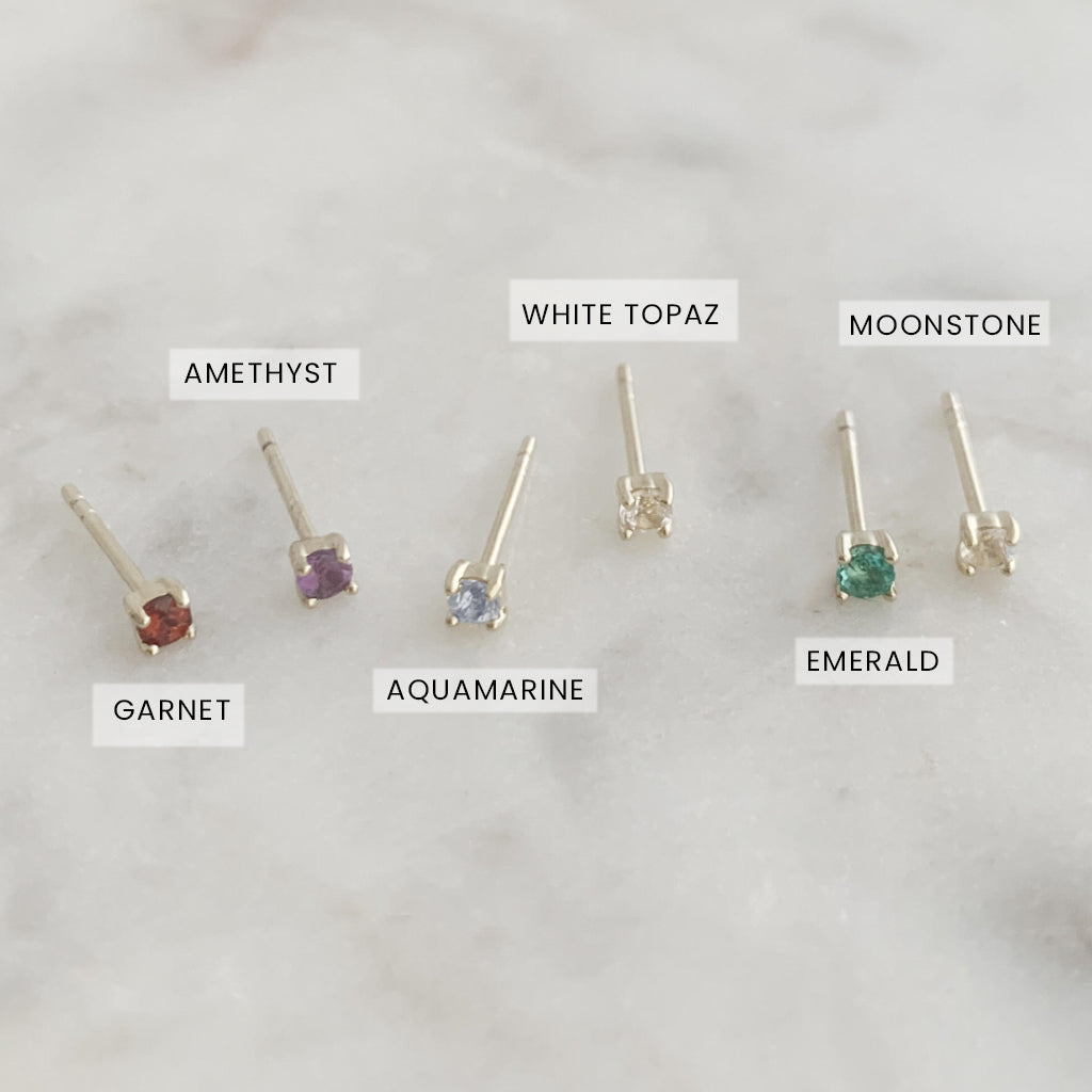 Tiny Birthstone Studs