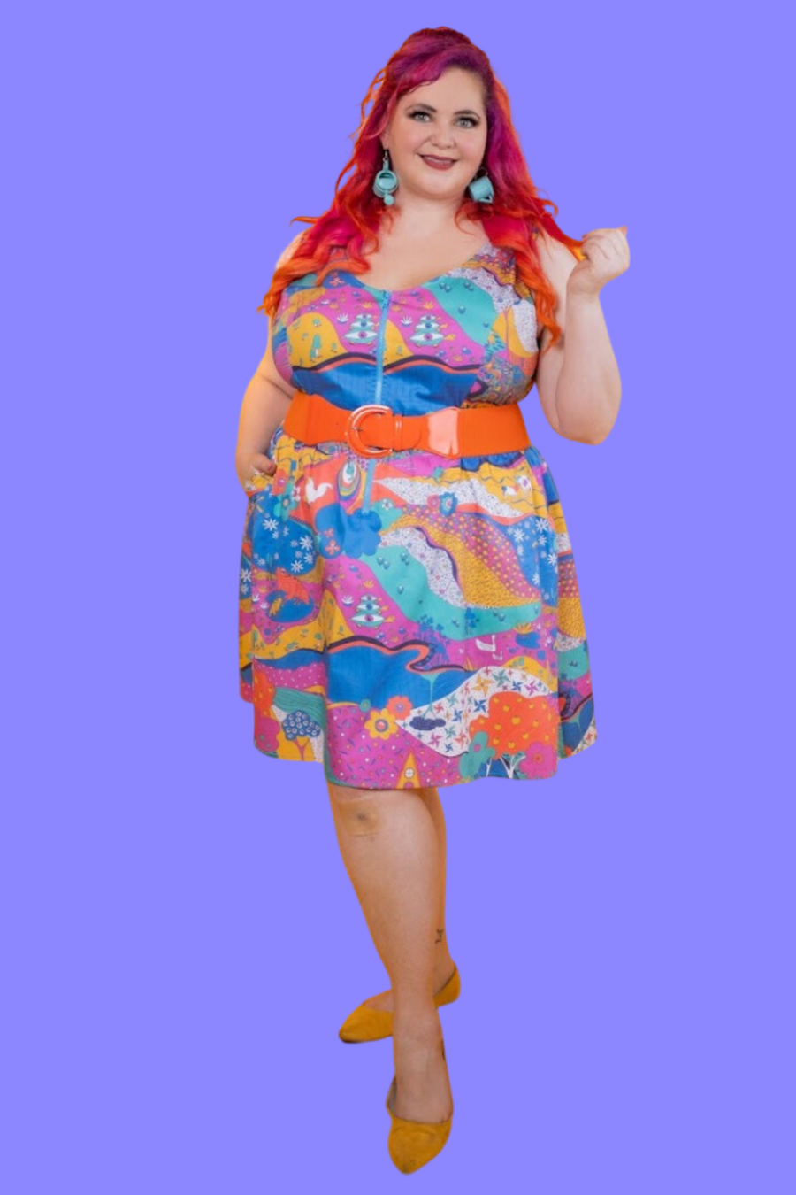 quirky midi dresses Green Tropical Print Button Front Midi Dress - All Dresses