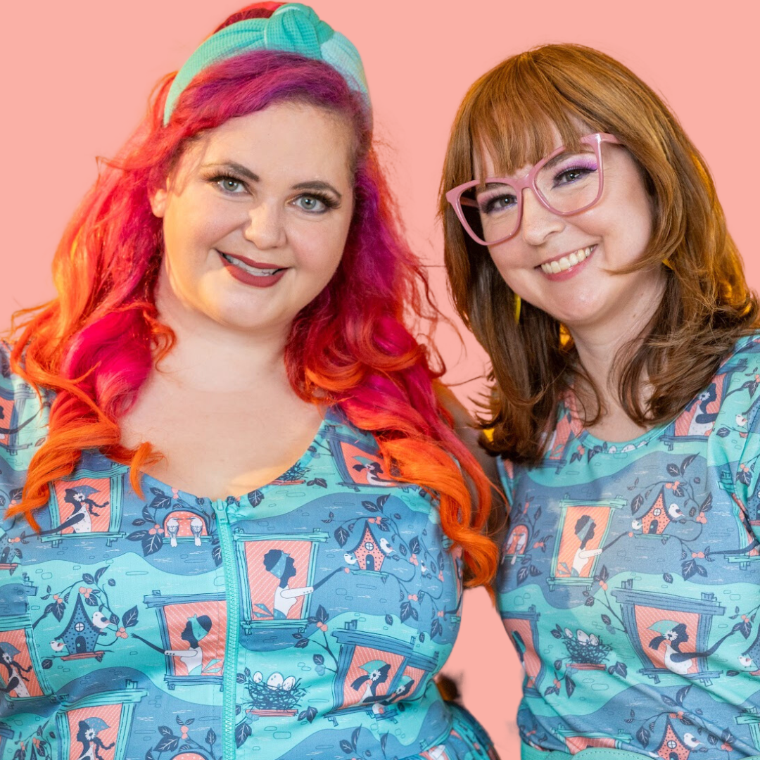 Brownstone Betties Tulip Sleeve Tee in Aqua & Peach