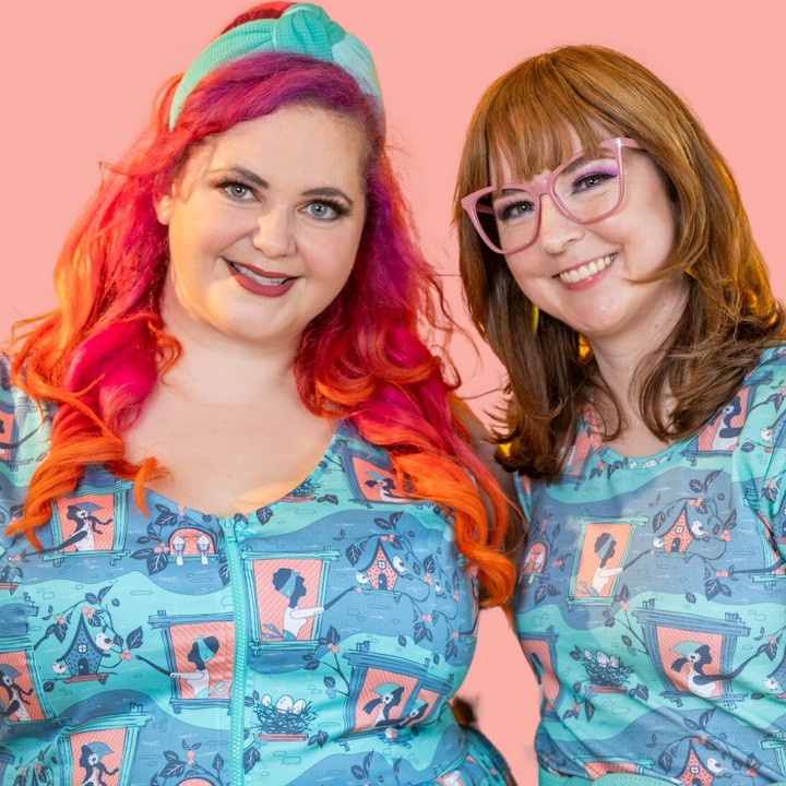 Brownstone Betties Tulip Sleeve Tee in Aqua & Peach