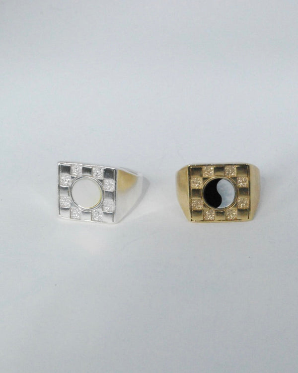 Square Checkerboard Inlay Ring (5 stone options)