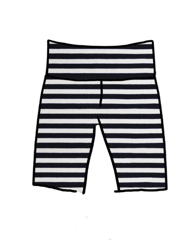 High Rise Bike Shorts Black and White Stripe Altar PDX