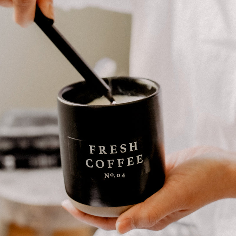 Fresh Coffee Soy Candle - Black Stoneware Jar - 12 oz