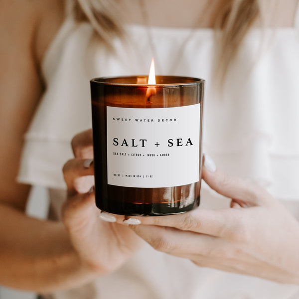 Salt and Sea Soy Candle - Amber Jar - 11 oz