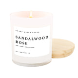 Sandalwood Rose Soy Candle - White Jar - 11 oz