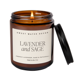 Lavender and Sage Soy Candle - Amber Jar - 9 oz