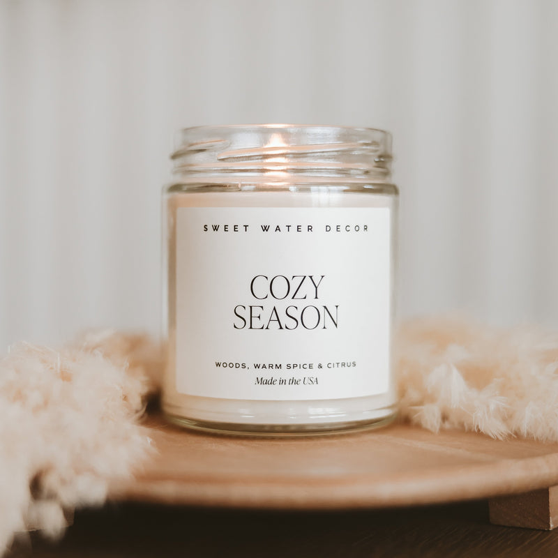 Cozy Season Soy Candle - Clear Jar - 9 oz