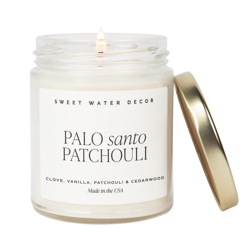 Palo Santo Patchouli Soy Candle - Clear Jar - 9 oz