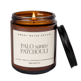 Palo Santo Patchouli Soy Candle - Amber Jar - 9 oz