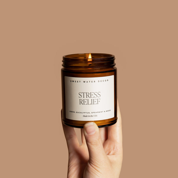Stress Relief Soy Candle - Amber Jar - 9 oz