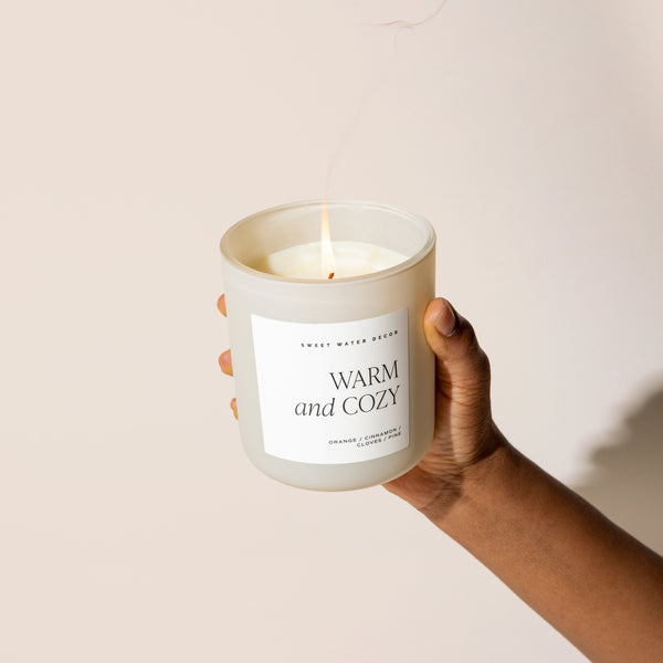 Warm and Cozy Soy Candle - Tan Matte Jar - 15 oz