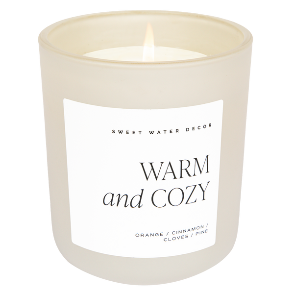 Warm and Cozy Soy Candle - Tan Matte Jar - 15 oz