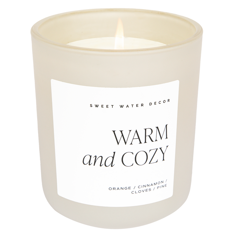 Warm and Cozy Soy Candle - Tan Matte Jar - 15 oz