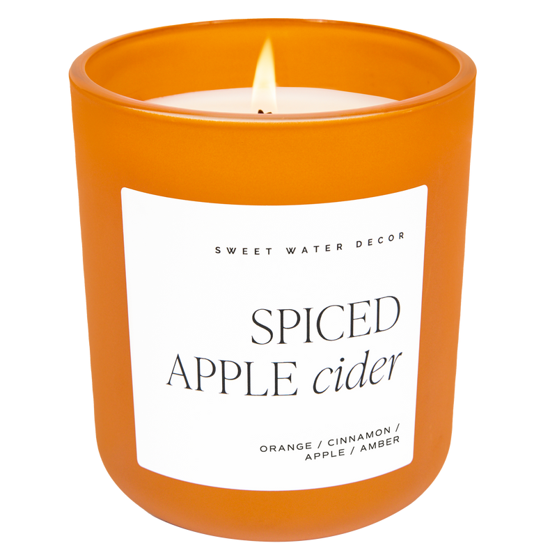 Spiced Apple Cider Soy Candle - Orange Matte Jar - 15 oz