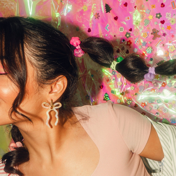 Iridescent Acrylic Bow Hoop Charms